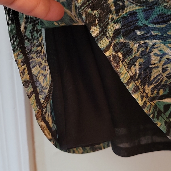 Axcess Green Print Blouse Sz Small - Picture 6 of 7